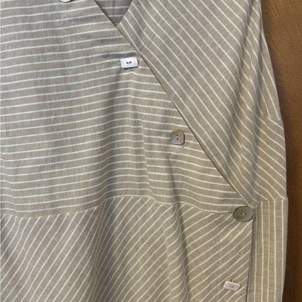 Soft Surroundings size XL Tan/White Faux Wrap Dress V-Neck Sleeveless - Picture 7 of 8